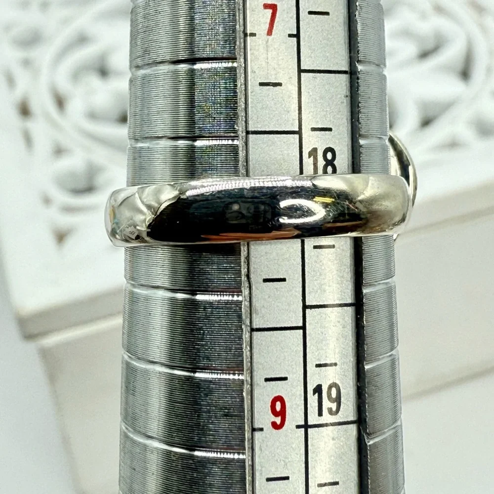 Sterling Silver Red Dahlia Turquoise Triple Stone Statement Ring – Size 8 (10.4g
